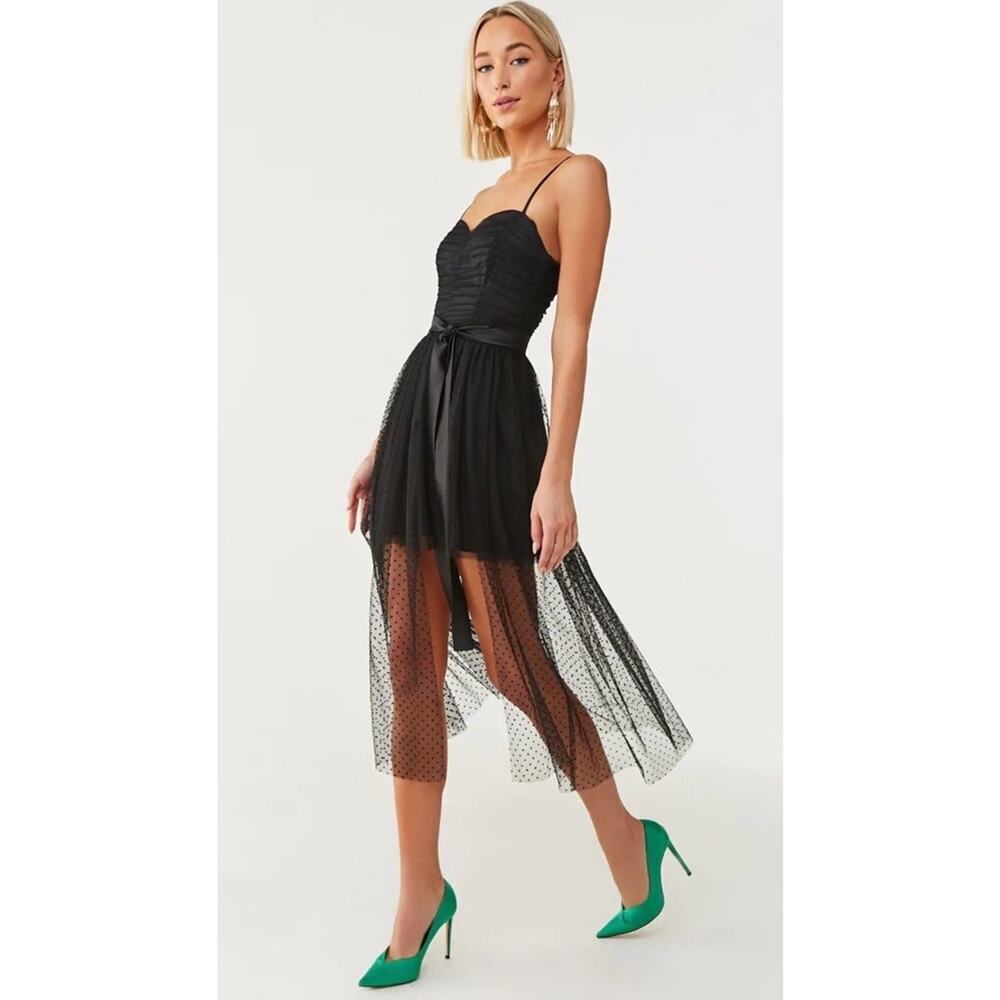 Black Bustier Mesh Midi Party Dress Collection Formal Satin Bow Prom Goth Size L